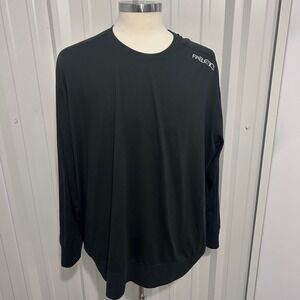 Fabletics Mens Long Sleeve Performance Shirt Black Crew Neck Reflective Logo XL